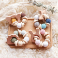 DIY natural wood bead knitted bracelet chew toy